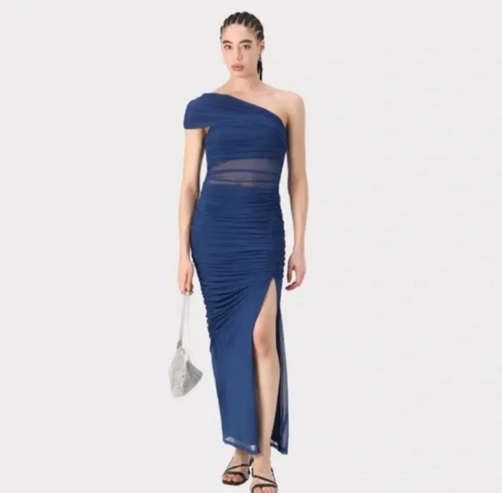 Abercrombie Mesh Off The Shoulder Ruched Draped Maxi Dress Formal Evening XLP